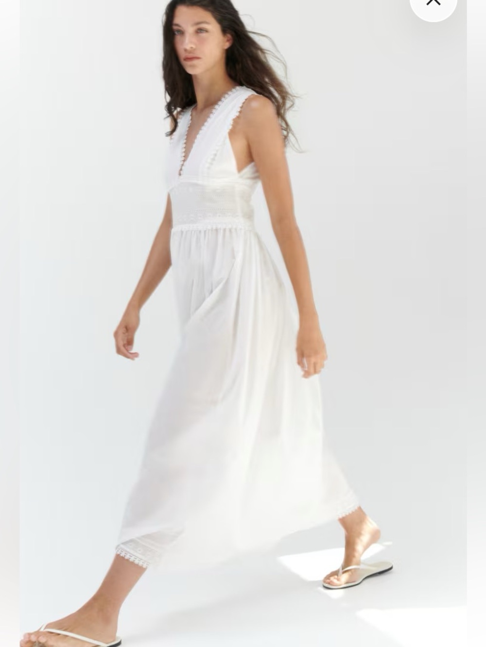 Muslin White Lace-Trim Maxi Dress - NWT, size S (will fit up to slim size 6) - Picture 4 of 6